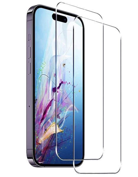 2枚セットFor i Phone 15 Pro Max用(6.7インチ) 対応 透明 全面保護ガラスフィルム 9H強化クリア