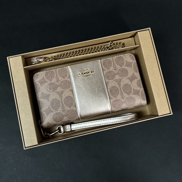 【COACH 本物 新品 コーチUSAアウトレット正規品】ボックス ロング ジップ ウォレット シグネチャー 長財布 財布 CX178 ゴールド 新品