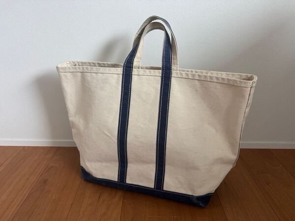 美品80s L.L BEAN トートバッグ70sギザタグ2トーンネーム キャンバス TOTE USA製 ネイビー キャンバス
