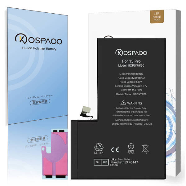 For iPhone13 Pro バッテリー 単品 標準容量 交換ビデオ 3095mAh PSE準拠 Kospaoo/iPower 互換 Li-ion Battery 交換 修理