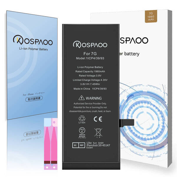 For iPhone7 バッテリー 単品 標準容量 交換ビデオ 1960mAh PSE準拠 Kospaoo/iPower 互換 Li-ion Battery 交換 修理