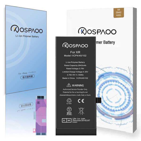For iPhone XR バッテリー 単品 標準容量 交換ビデオ 2942mAh PSE準拠 Kospaoo/iPower 互換 Li-ion Battery 交換 修理