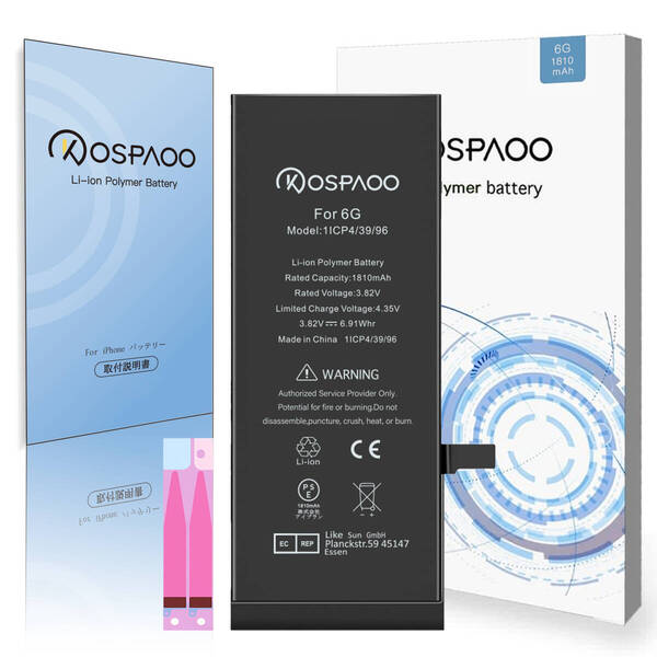For iPhone6 バッテリー 単品 標準容量 交換ビデオ 1810mAh PSE準拠 Kospaoo/iPower 互換 Li-ion Battery 交換 修理
