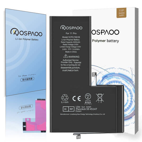 『大容量』For iPhone11 Pro バッテリー 単品 交換ビデオ 3400mAh 増量 PSE準拠 Kospaoo/iPower 互換 Li-ion Battery 交換 修理