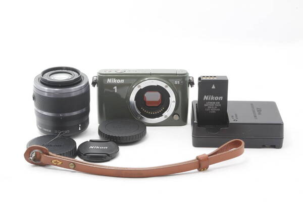 【希少、美品、ショット数僅か、本革ストラップ付】ニコン Nikon 1 S1 + 1Nikkor 高倍率ズームレンズ(30-110mm) YA502001
