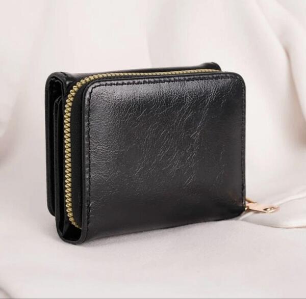【新品】財布 数量限定 折り財布 三つ折り コンパクト大容量 カード収納 お札入れ 小銭入れ 小さい財布 黒 ブラック 女性用 レディース