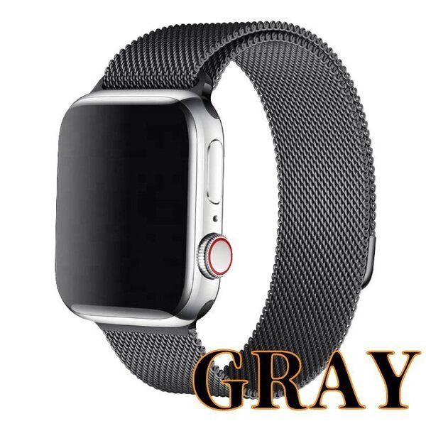 アップルウォッチ バンド 互換品 38 40 41 apple watch ミラネーゼループ 対応 グレー ステンレス スチールベルト