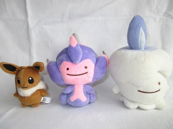 ★中古品 2019年 ポケモンセンターオリジナル マスコット もふもふのイーブイ 2018年 マスコット へんしん! メタモン ヒトモシ ベベノム★
