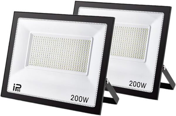 2台 200W IP66防水 LED 投光器 作業灯26000LM 2600W相当 フラッドライト 省エネ 高輝度 アース付きプラグ PSE適合 1.8Mコード