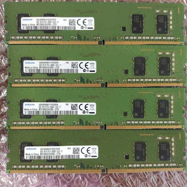 デスクトップPCメモリ SAMSUNG サムスン PC4-21300 DDR4-2666 4GB 288pin M378A5244CB0-CTD 4枚 合計16GB 管GM45