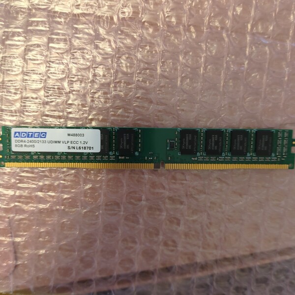 メモリ ADTEC DDR4-2133 UDIMM VLP ECC 8GB 中古 管VCFN
