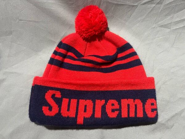 【送料無料】【希少】supreme ニット帽 ボンボン ビーニー シュプリーム ニットキャップ 当時物