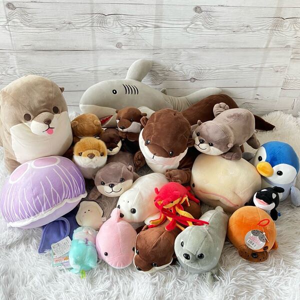 水族館 海の生き物 カワウソ ぬいぐるみ 21点セット めちゃモフッと グッズセット エビ クラゲ ペンギン セイウチ 21