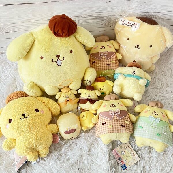 サンリオ ポムポムプリン ぬいぐるみ おでかけ子ザメ リボンいっぱい!ギンガムチェックぬいぐるみ 未開封あり マスコット 12点セット 12