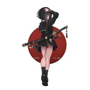 転写 ステッカー 車 カッティングステッカー シール シート デカール 女子高生 制服 剣士 日本刀 日本 和風 ガール バイク 装飾 luk375