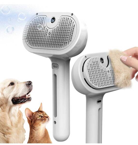 MOCEMTRY ペット用ブラシ 噴霧式ペットブラシ 水タンク付き 猫ブラシ 犬用ブラシ ワンプッシュ式 抜け毛取り USB充電 マッサージ