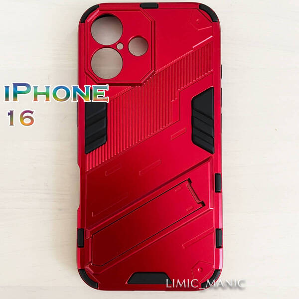 iPhone 16 ケース スマホ バンパー アーマー スタンド マグネットホルダー対応 レッド 赤 赤色 red アイフォン