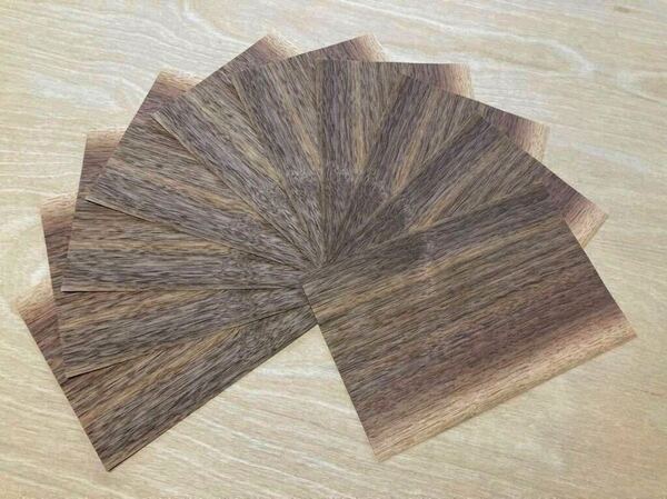 ウォルナット突板10枚、送料無料!天然木230mm×150mm×0.2mm DIY工作ギター楽器テーブル脚椅子インテリア家具アンティーク調リメイク机棚