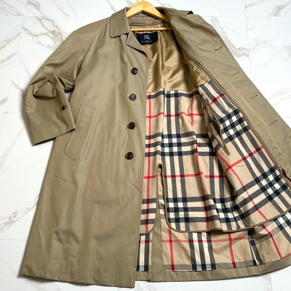 バーバリーロンドン【カシミヤ混 美品】トレンチコート 黒 XL位