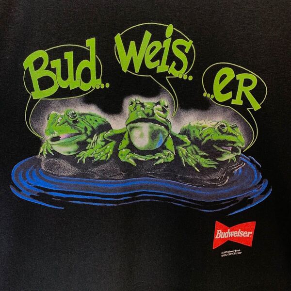 Budweiser バドワイザー ビールTシャツ 両面プリント カエル 企業物 蛙 ビア 90s beer USA y2k 製 ヴィンテージ