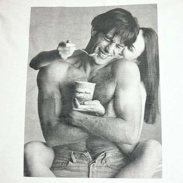 ハーゲンダッツ Tシャツ Haagen Dazs フォト アイスクリーム 作家 アーティスト 企業物 USA 90s 製 y2k Vintage 偉人 映画 あいみょん 着用