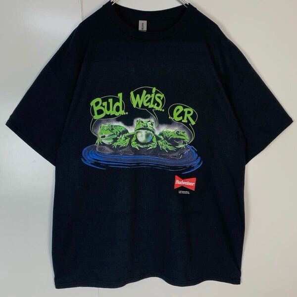 両面プリント Budweiser バドワイザー ビールTシャツ カエル 企業物 beer ハイネケン USA 90s 製 ビア y2k Vintage 古着 ヴィンテージ