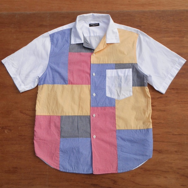 正規 00ss COMME des GARCONS HOMME PLUS コムデギャルソンオムプリュス 半袖シャツ M L 切替パッチワーク AD1999 ジュンヤ ヴィンテージ
