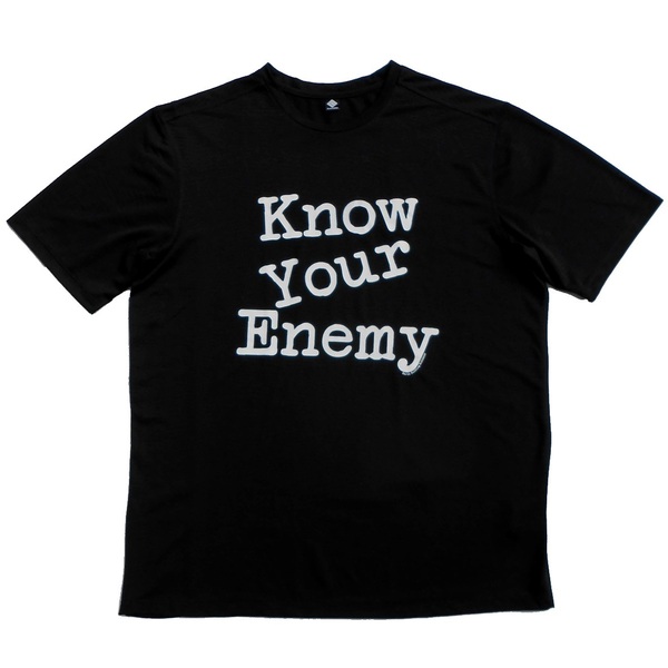 美品 ELDORESO エルドレッソ 半袖 ランニング Tシャツ L 黒x白 ブラック ホワイト ロゴプリント T-SHIRT ウエーブボーダー織 ranor ラナー