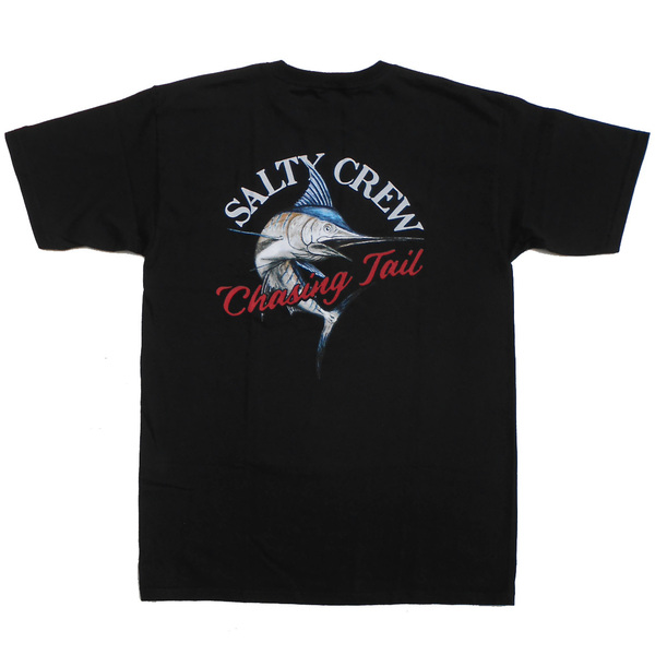 新品 未使用 SALTY CREW ソルティークルー 半袖 Tシャツ M 黒 カジキマグロ 前後ロゴプリント Chasing Tail Marlin Swordfish Billfish