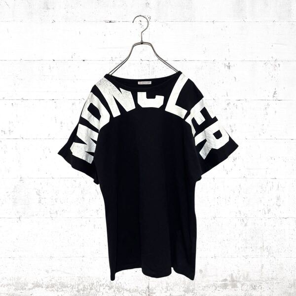 MONCLER 半袖 Tシャツ ルーズフィット 黒色 ブラック トルコ製 モンクレール ブラック S オーバーサイズ メンズ レディース ビッグロゴ