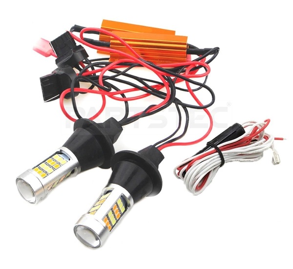 T20 LED ウィンカーポジションキット ホワイト アンバー ツインカラー ピンチ部違い ハイフラ防止 抵抗器 12V 42連 / 158-113 PP*