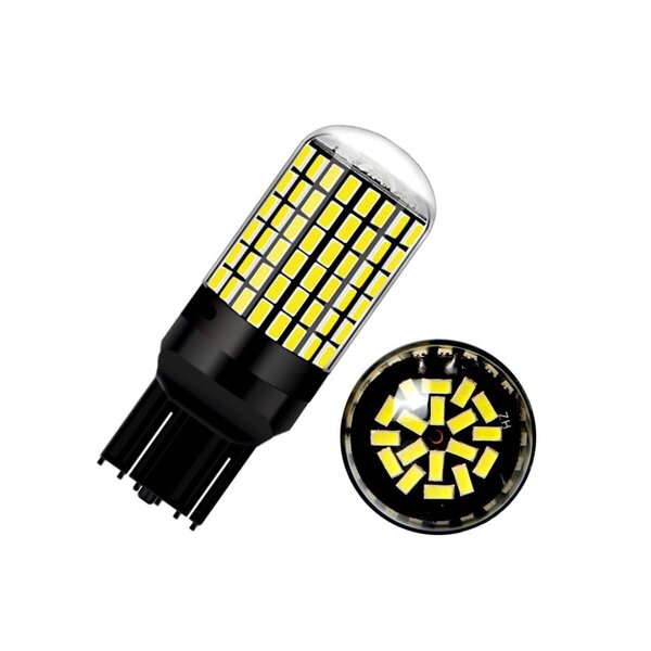 12V T20 ホワイト LED バルブ バックランプ 白 2個セット 高輝度 3014チップ 144発 テールランプ 後退灯 ウェッジ球 / 158-84 NG*