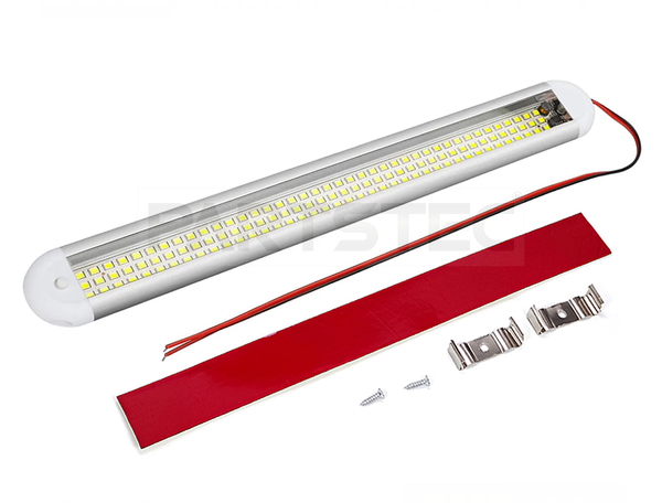12V 24V 対応 照明用 LED ルームライトバー 30cm SMD 120発 ホワイト色 ON/OFFスイッチ付き トラック 船舶 室内灯 蛍光灯 / 158-44 NG*