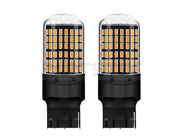 T20 オレンジ LED シングル バルブ 2個セット 12V アンバー 橙 高輝度 3014チップ 144発 ウインカー ウェッジ球 / 158-112 NG*