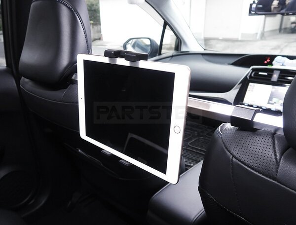 後部座席用 ヘッドレスト タブレット ホルダー 伸縮アーム スタンド 長さ調整可能 53cm~79cm 防振 ボールジョイント 回転 / 146-142 NB*