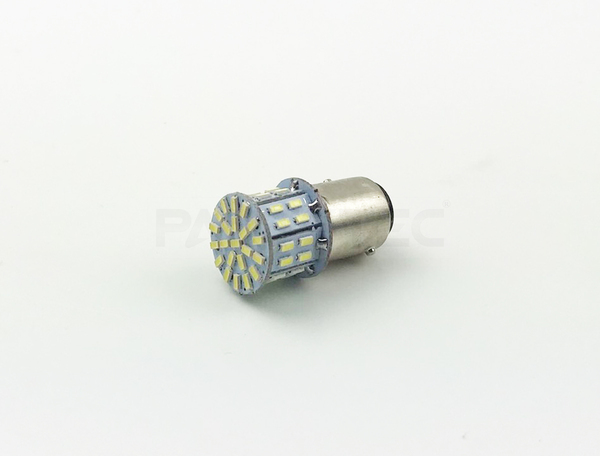 S25 BAY15D バイク リア テール LED バルブ DC12V 対応 ホワイト 白 1個 ダブル球 SMD3014 50連 ブレーキ ポジション / 146-50 NG*