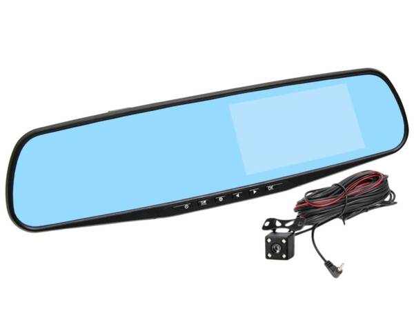 フルHD高画質 ルームミラー型 ドライブレコーダー 4.3インチモニター 内蔵 バックカメラ セット バックミラー / 158-50 NA*