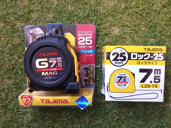 ★商品箱に凹み有り★タジマ セフコンベ Gロック マグ爪 25 7.5m (SFGLM25-75BL) ×1個、ロック-25 7.5m (L25-75) ×1個