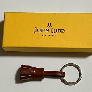 超美品 JOHN LOBB レザー タッセル チャーム キーリング キーホルダー ジョンロブ フリンジ ①