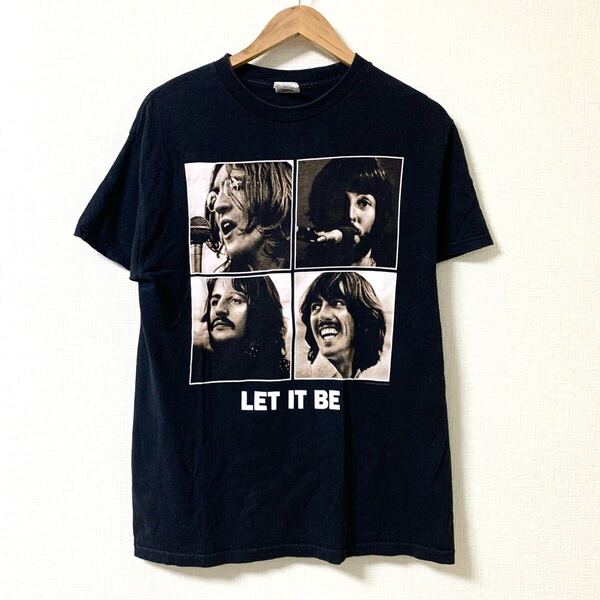 90s 90年代 The Beatles vintage tee Tシャツ ヴィンテージ t0527 ビートルズ 古着 ビンテージ ジョンレノン LET IT BE 黒 ブラック 美品