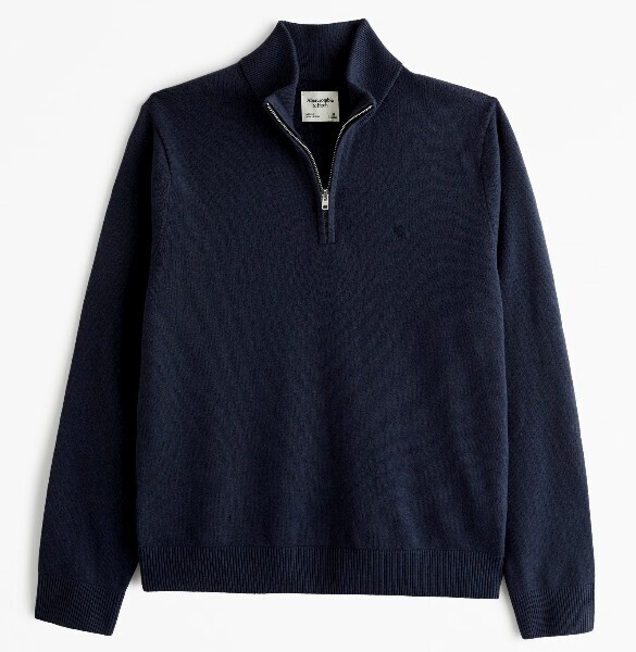 アバクロ*Abercrombie&Fitch*US:XXL/ネイビー/アイコンクォータージップセーター