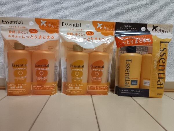 ☆新品☆エッセンシャル☆シャンプー&トリートメント トラベル 3点セット☆しっかりまとまる☆なめらかキューティクルケア☆ミニサイズ☆