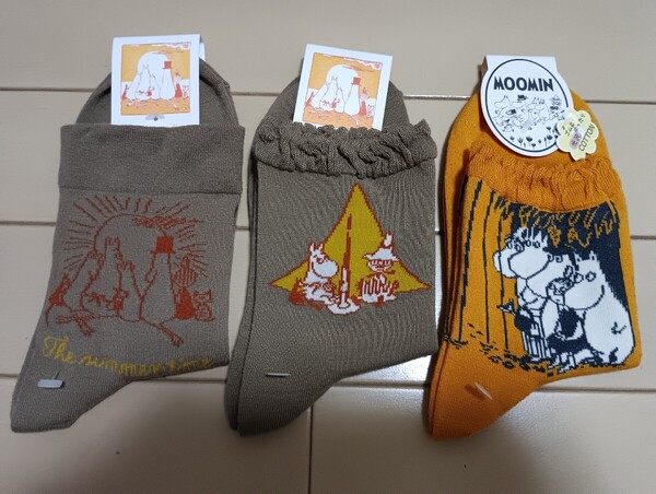 ☆セール☆新品☆ムーミン☆レディース 靴下 3足セット☆オレンジ1足&黄土色2足☆MOOMIN☆ソックス☆