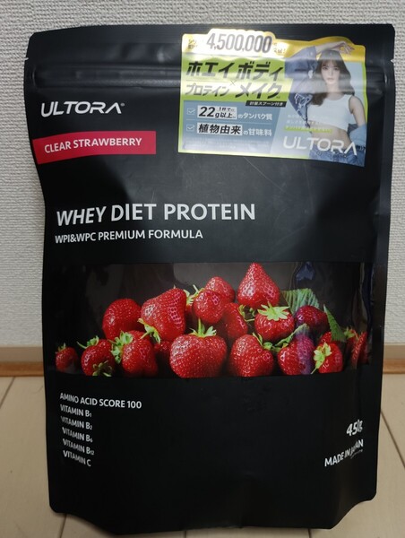 ☆新品☆ウルトラ☆ホエイ ダイエット プロテイン プレミアム 450g☆クリア ストロベリー風味☆賞味期限2026年10月☆プロテイン☆ULTORA☆