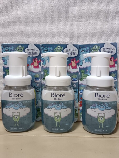 新品☆ビオレ☆ザ フェイス 泡洗顔料☆モイスト 本体3点セット☆泡タイプ☆フローラルサボンの香り☆Biore☆ピクサー デザイン ディズニー