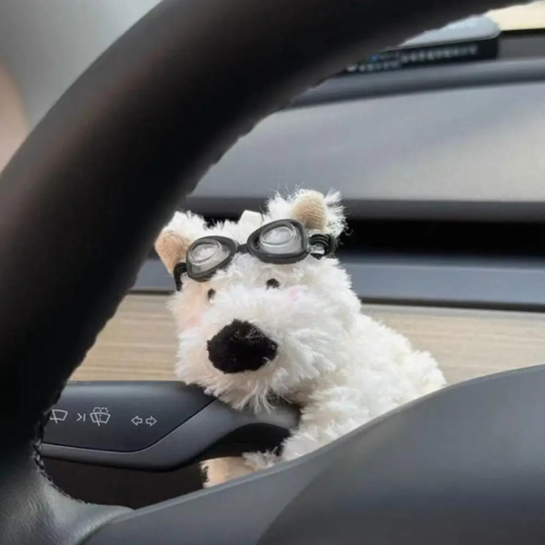 カーアクセサリー 車 犬 かわいい アニマル おしゃれ ハンドル カー用品 置物 車内 カーインテリア 装飾 ぬいぐるみ B柄 NE0061