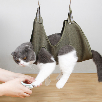 猫用 犬用 爪切り グルーミング ハンモック 吊り下げタイプ 暴れる 対策 グリーン XSサイズ M01 AB0011