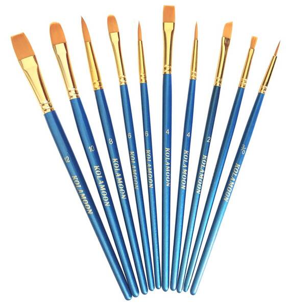 【新着商品】10本水彩画 筆 KOLAMOON アクリル絵の具 面相筆セット 油彩筆 絵筆セット 油彩油用筆 塗装筆 筆塗りセッ