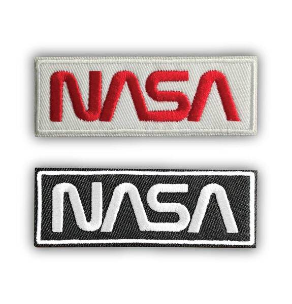 【特価商品】NASA公認(アメリカ航空宇宙局) ワッペン・アップリケ・アイロン糊付・NASAロゴ・ロゴタイプ(ワーム)2枚セット