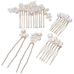 【在庫処分】ヘアピン パール 髪留め 5点セット 髪飾り ヘッドドレス オリジナル収納袋付き StepOut(ステップアウト)
